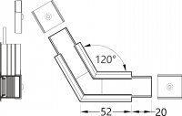 Spojka LINEA-IN20, 120° horizont, elox, SET1