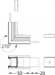 Spojka LINEA-IN20, 270° vertikální, elox, SET1