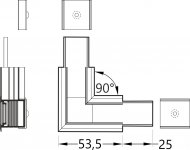 Spojka LINEA-IN20, 90° horizont, černá, SET1