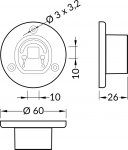 Držák OVAL20 koncový, plast, stříbrný, SET2